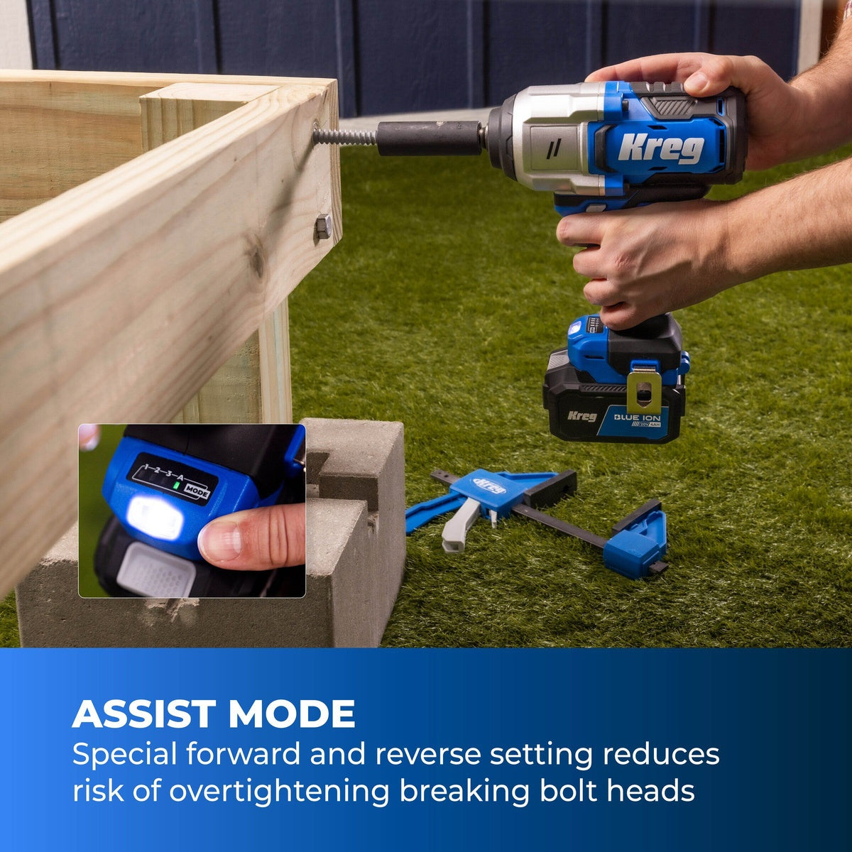 Kreg 20V Ionic Drive 1/2-in. Cordless High Torque Impact Wrench, Tool Only (KPTWR050B)