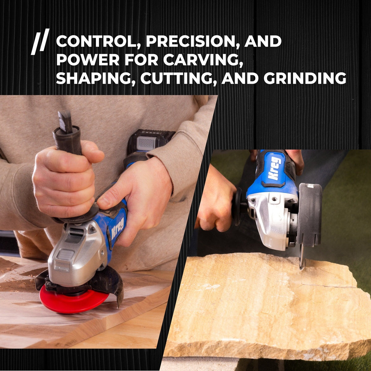 Kreg Ionic Drive 20V 4-1/2-in. to 5-in. Cordless Brushless Angle Grinder, Tool Only (KPTAG450B)