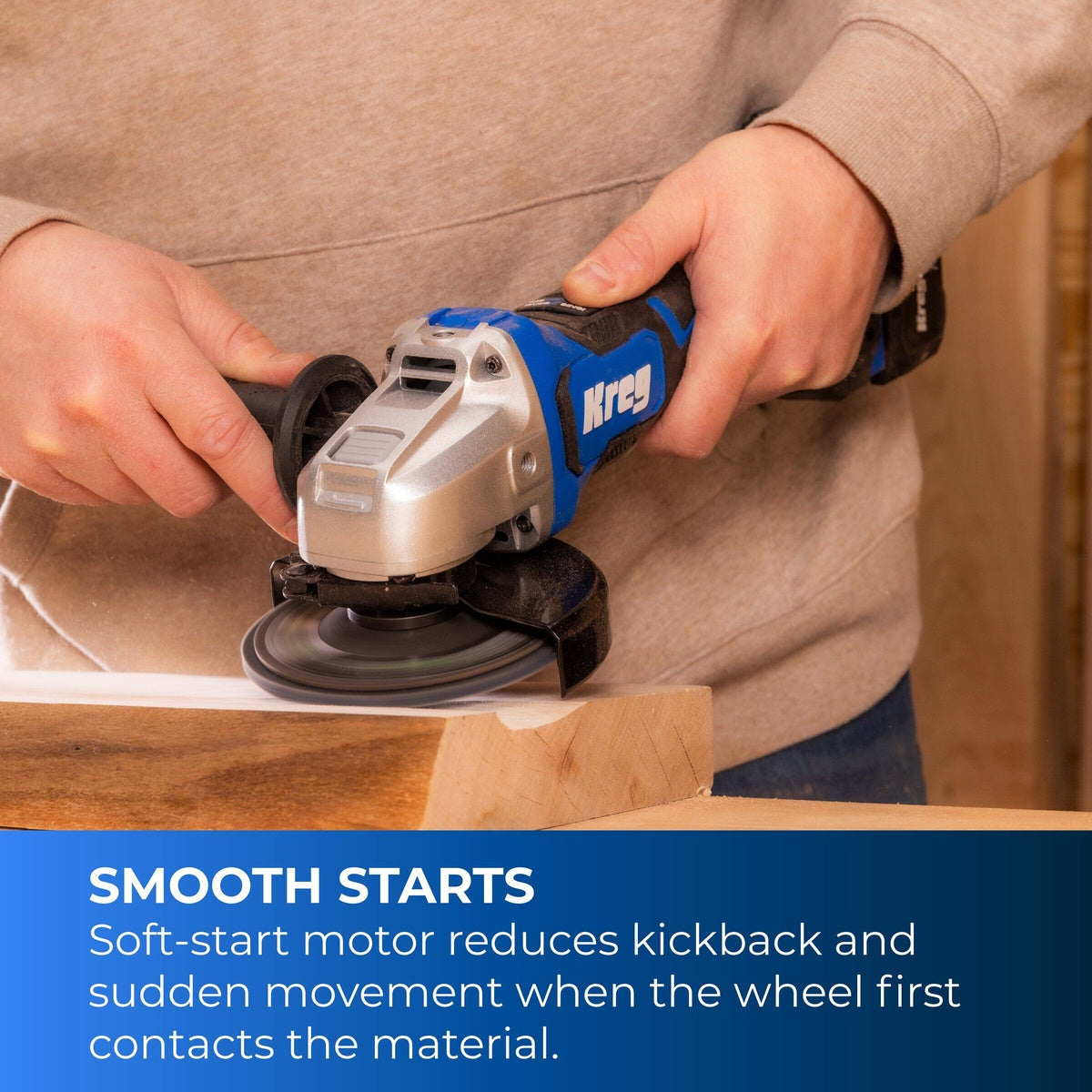 Kreg Ionic Drive 20V 4-1/2-in. to 5-in. Cordless Brushless Angle Grinder, Tool Only (KPTAG450B)