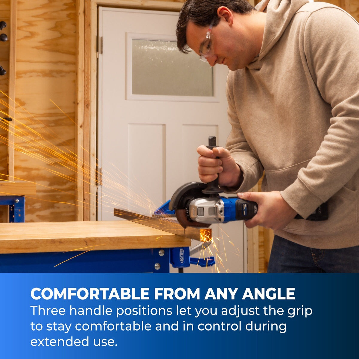 Kreg Ionic Drive 20V 4-1/2-in. to 5-in. Cordless Brushless Angle Grinder, Tool Only (KPTAG450B)