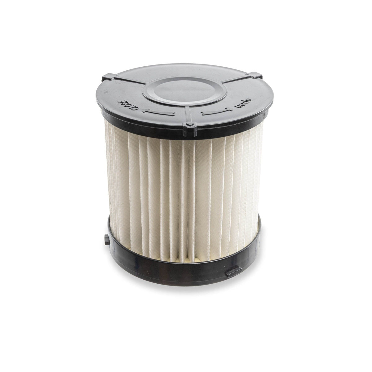Kreg WDFILTER4 20V Ionic Drive Wet/Dry Vac HEPA Replacement Filter shown as a pleated replacement filter for shop vacuum dust collection and cleanup in a woodworking workspace