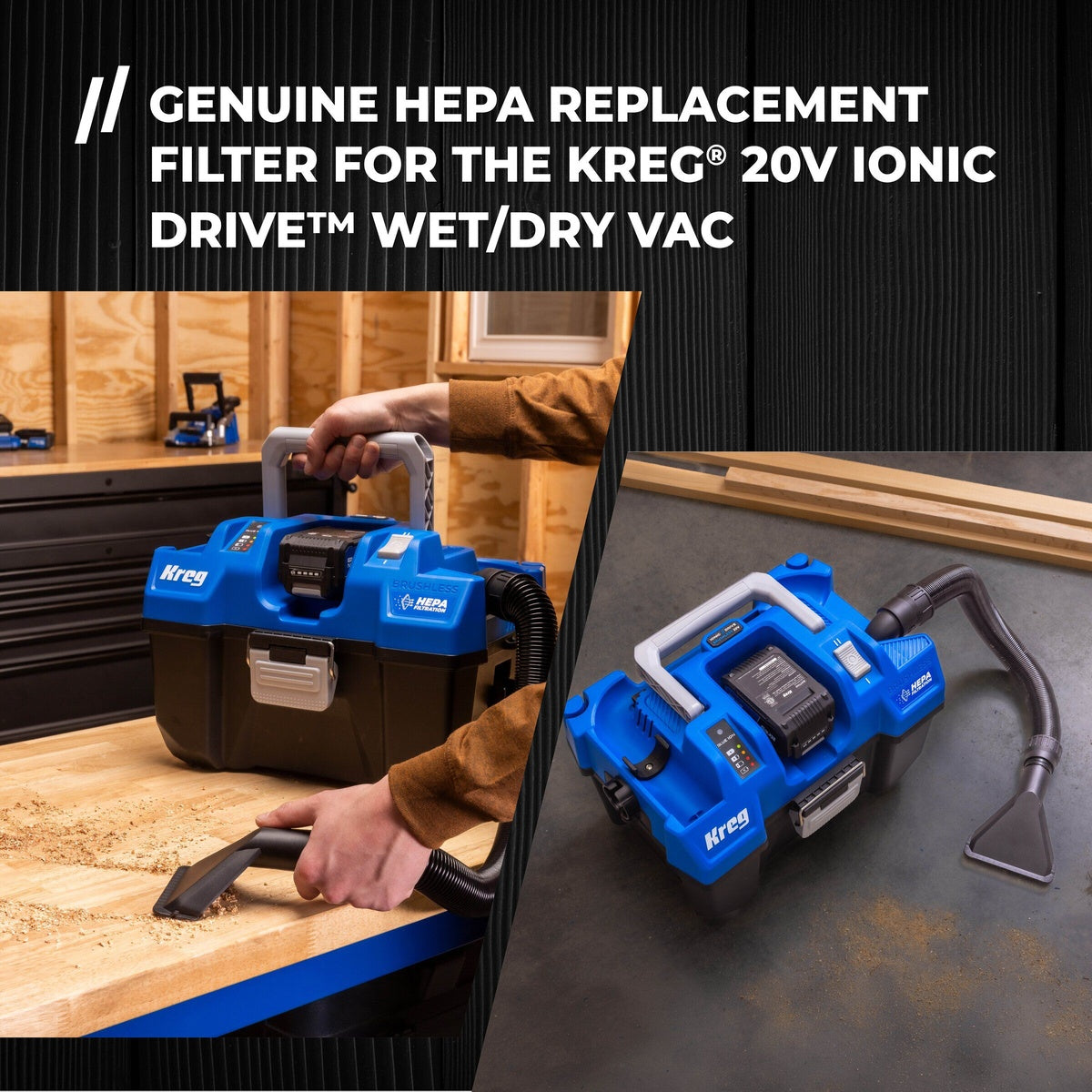 Kreg Tool 20V Ionic Drive Wet/Dry Vac HEPA Replacement Filter for Dust Management (WDFILTER4)