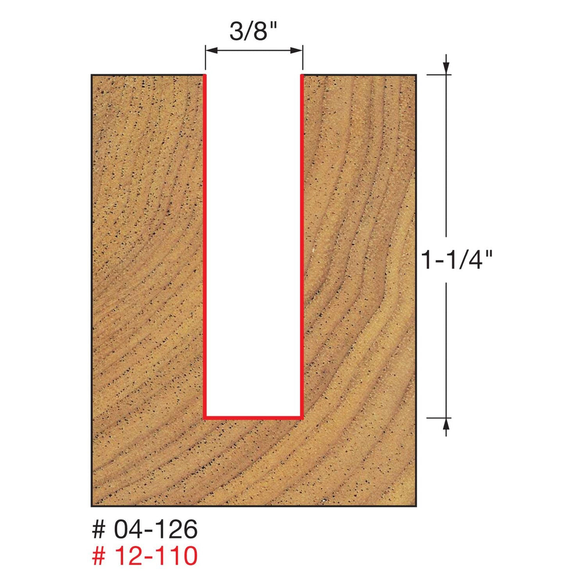 Freud 3/8 in. Dia. x 1-1/4 in. Double Flute Straight Router Bit, 1/2 in. Shank (12-110T)