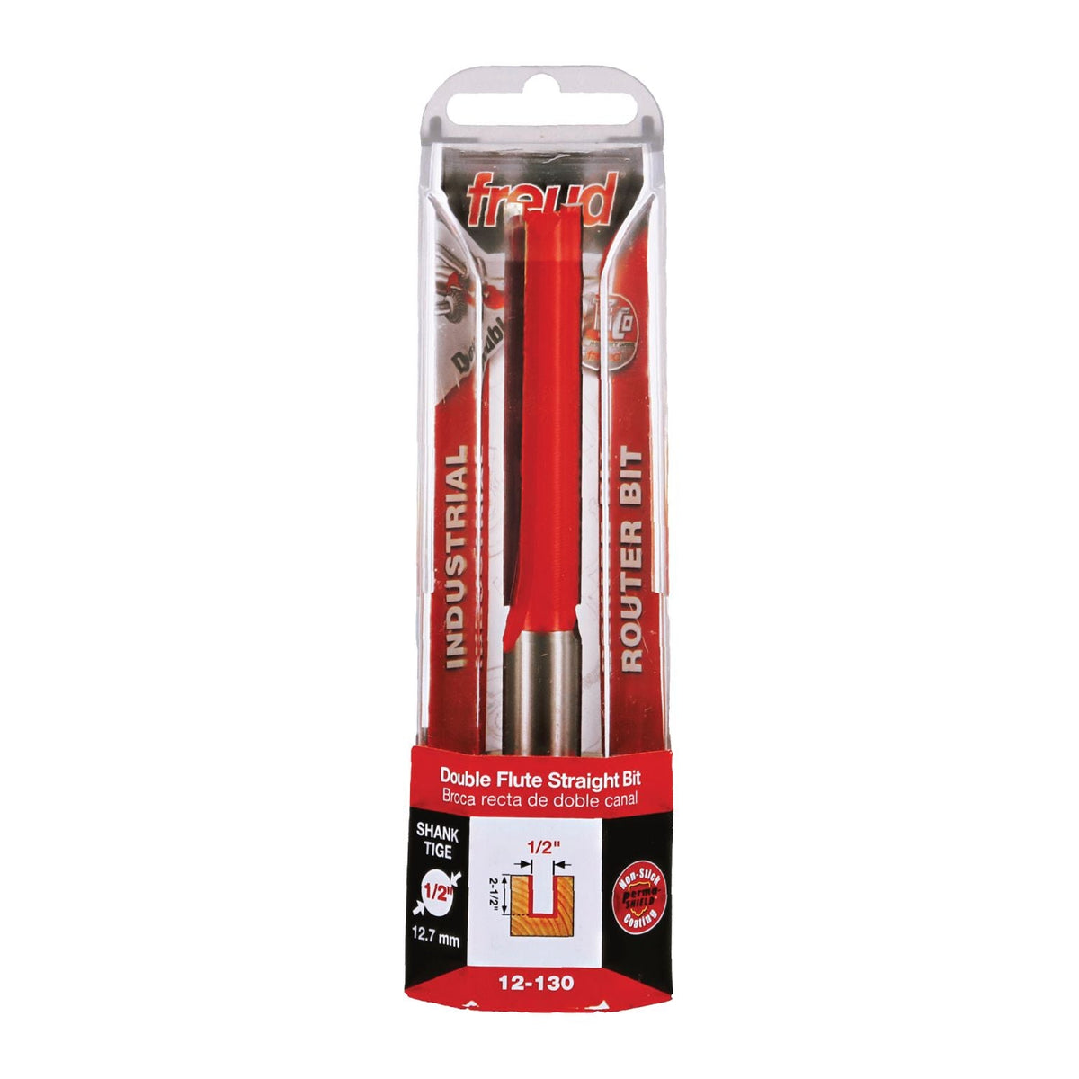 Freud 1/2 in. Dia. x 2-1/2 in. Double Flute Straight Router Bit, 1/2 in. Shank (12-130T)