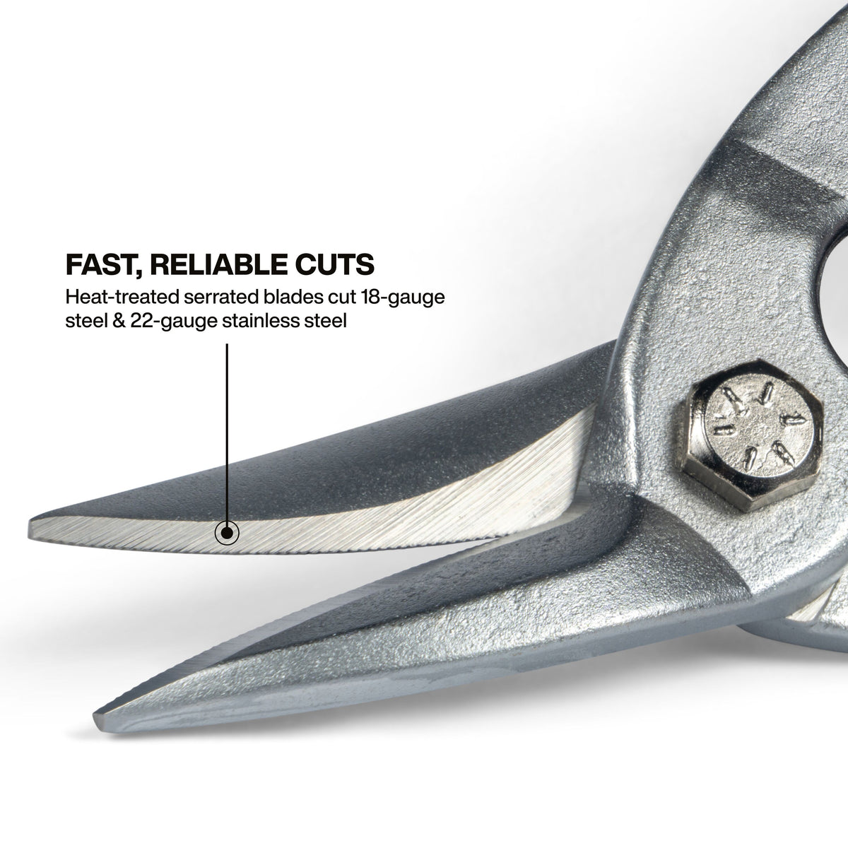 Klein Tools left cutting aviation snip from the 120AVSKIT cutting sheet metal