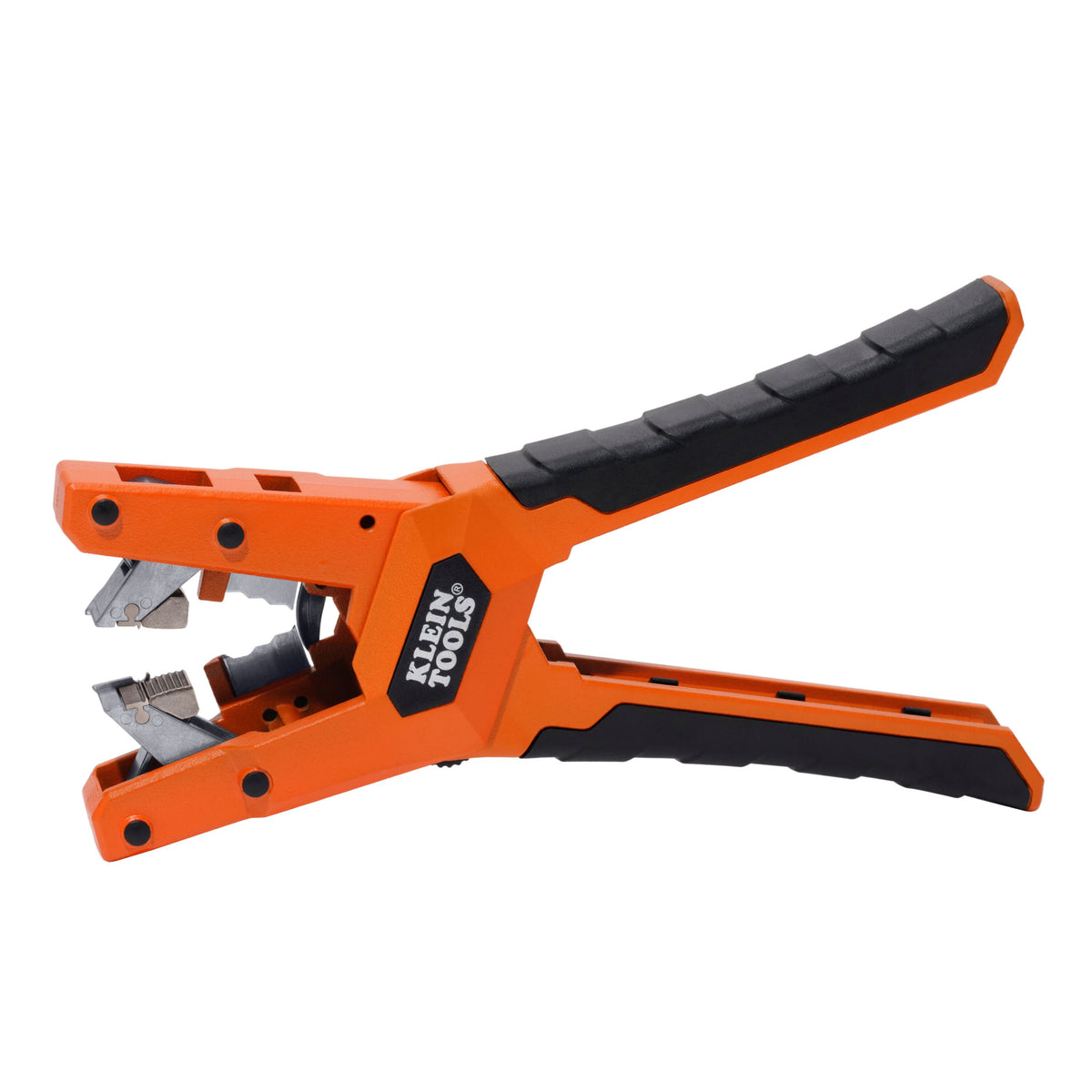 Klein Tools 12066 pass-through automatic wire stripper with orange and black handle