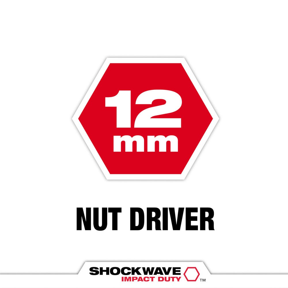 Milwaukee 49-66-0712 SHOCKWAVE Impact Duty 12MM x 2-9/16" Magnetic Nut Driver 10PK