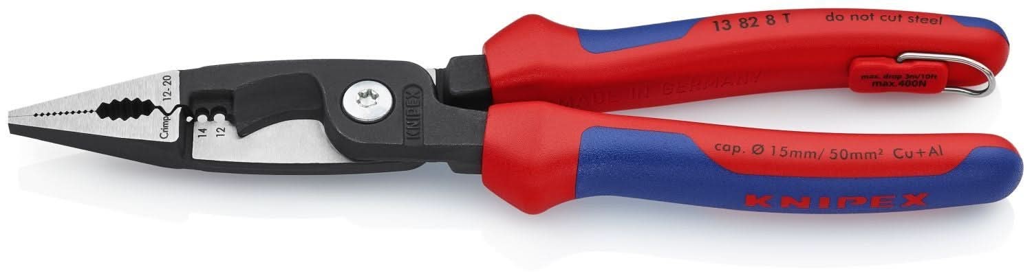 Knipex 13 82 8 T BKA 6-in-1 Electrical Installation Pliers 12 and 14 AWG-Tethered Attachment