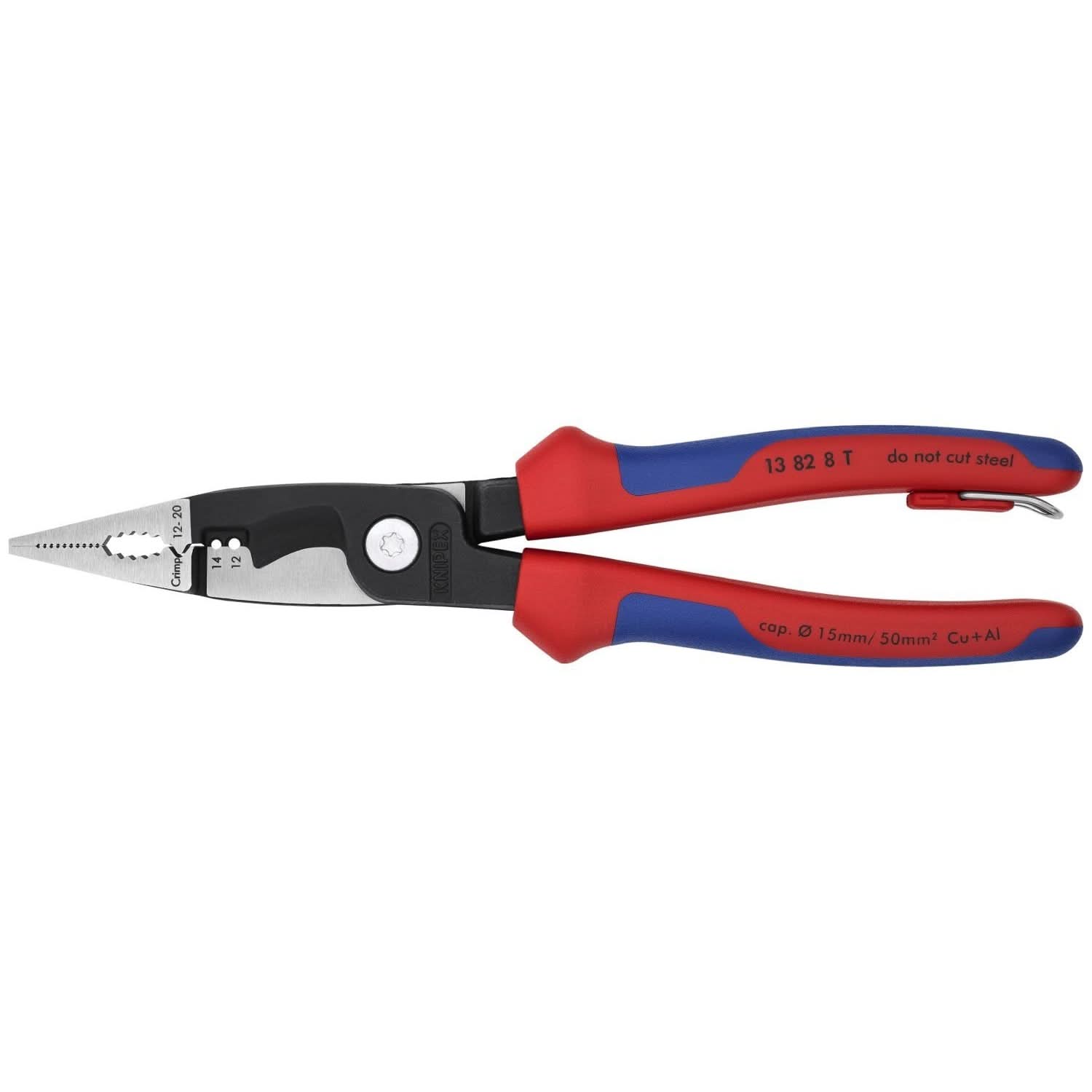 Knipex 13 82 8 T BKA 6-in-1 Electrical Installation Pliers 12 and 14 AWG-Tethered Attachment