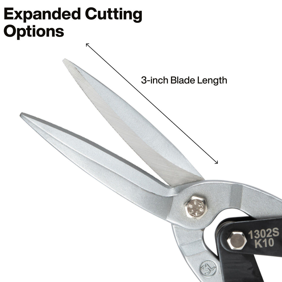 Klein 1302S aviation snips blade detail
