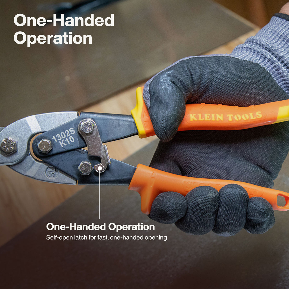 Klein 1302S aviation snips latch