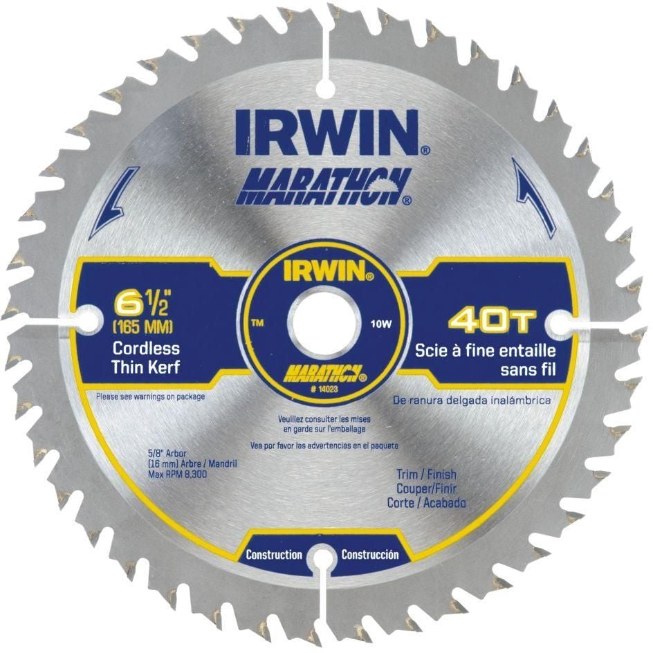 Irwin 14023 Marathon Cordless Circular Saw Blade 6-1/2-in. 40T