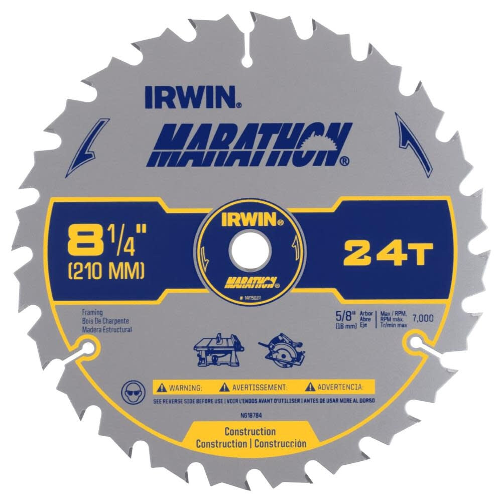 Irwin 14050ZR MARATHON 24T Carbide General Purpose Circular Saw Blade, 8"