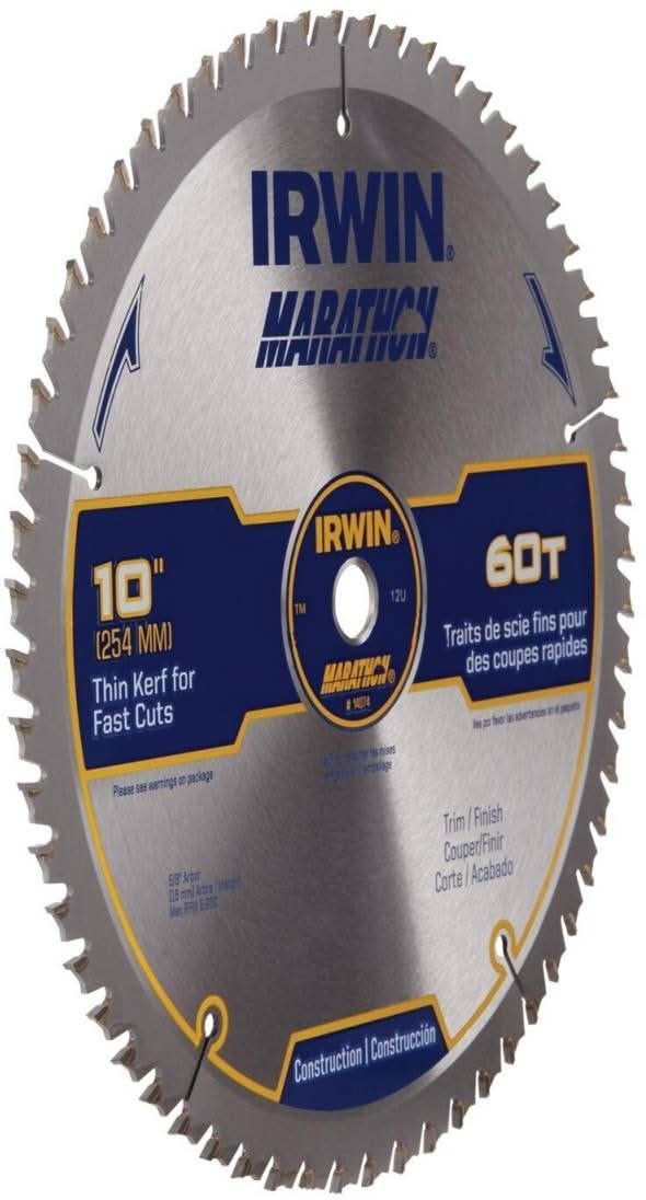 Irwin 14074 MARATHON Miter/Table Carbide Saw Blade 10-in. 60-Tooth