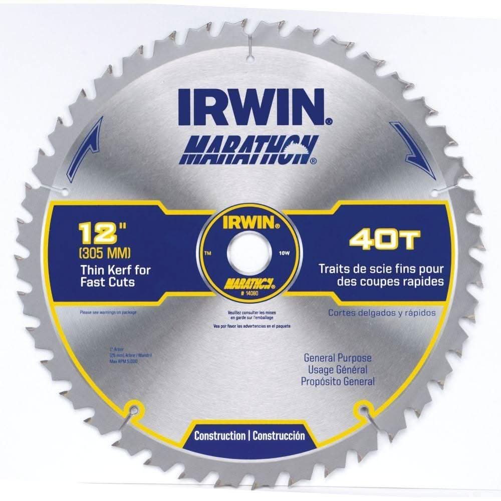 Irwin 14080 MARATHON Portable Corded Carbide Saw Blade 7-1/4-in. 40-Tooth 5/8-in.