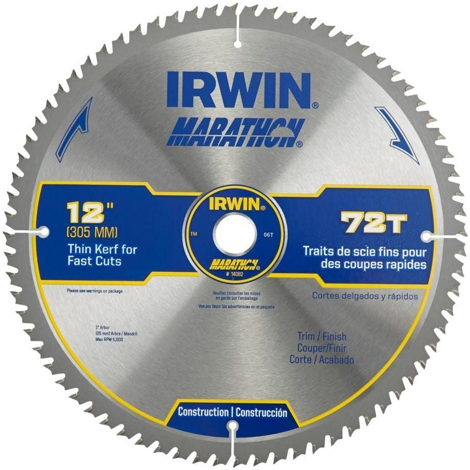 Irwin 14082 Marathon Miter / Table Saw Blades 12 in. 72-Tooth ATB