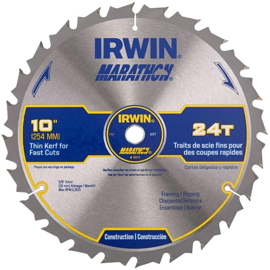 Irwin 14233 Marathon Miter / Table Saw Blades 10 in. 24-Tooth ATB