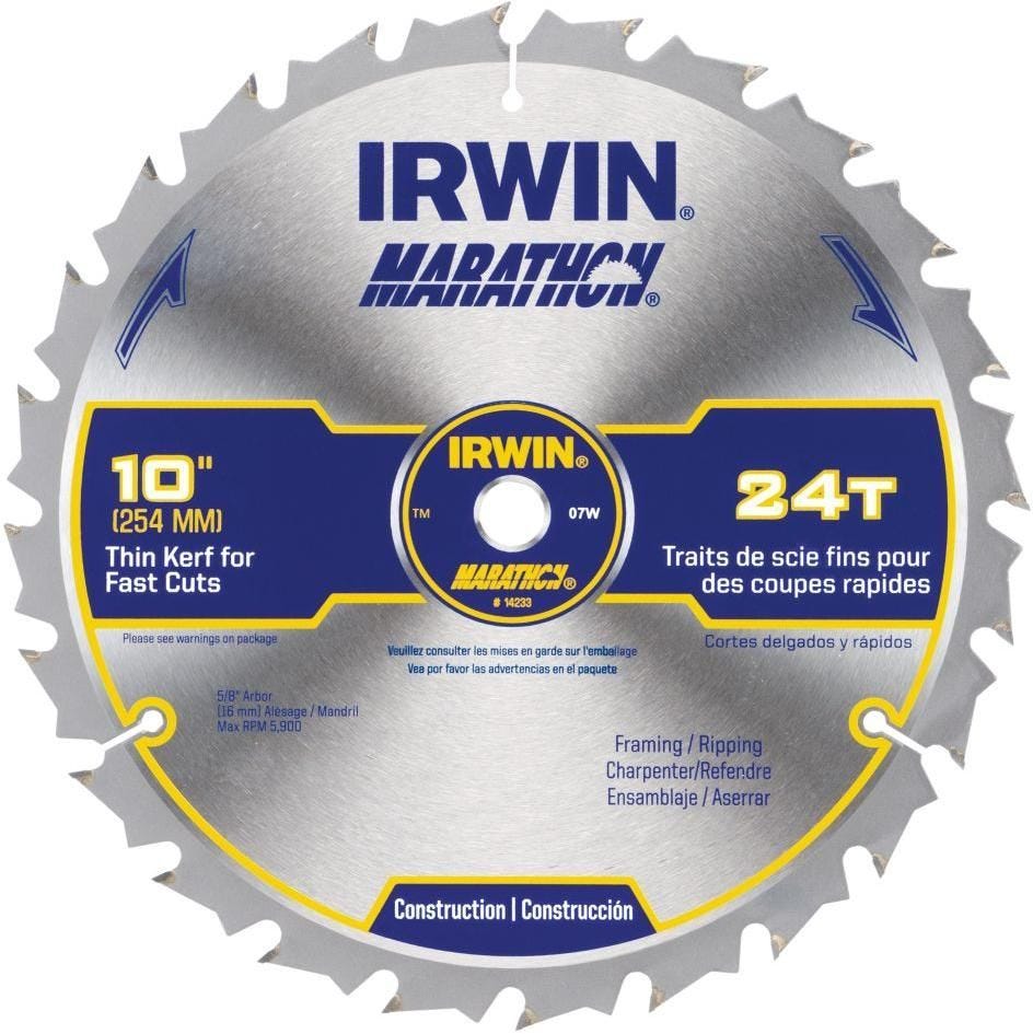 Irwin 14233 Marathon Miter / Table Saw Blades 10 in. 24-Tooth ATB