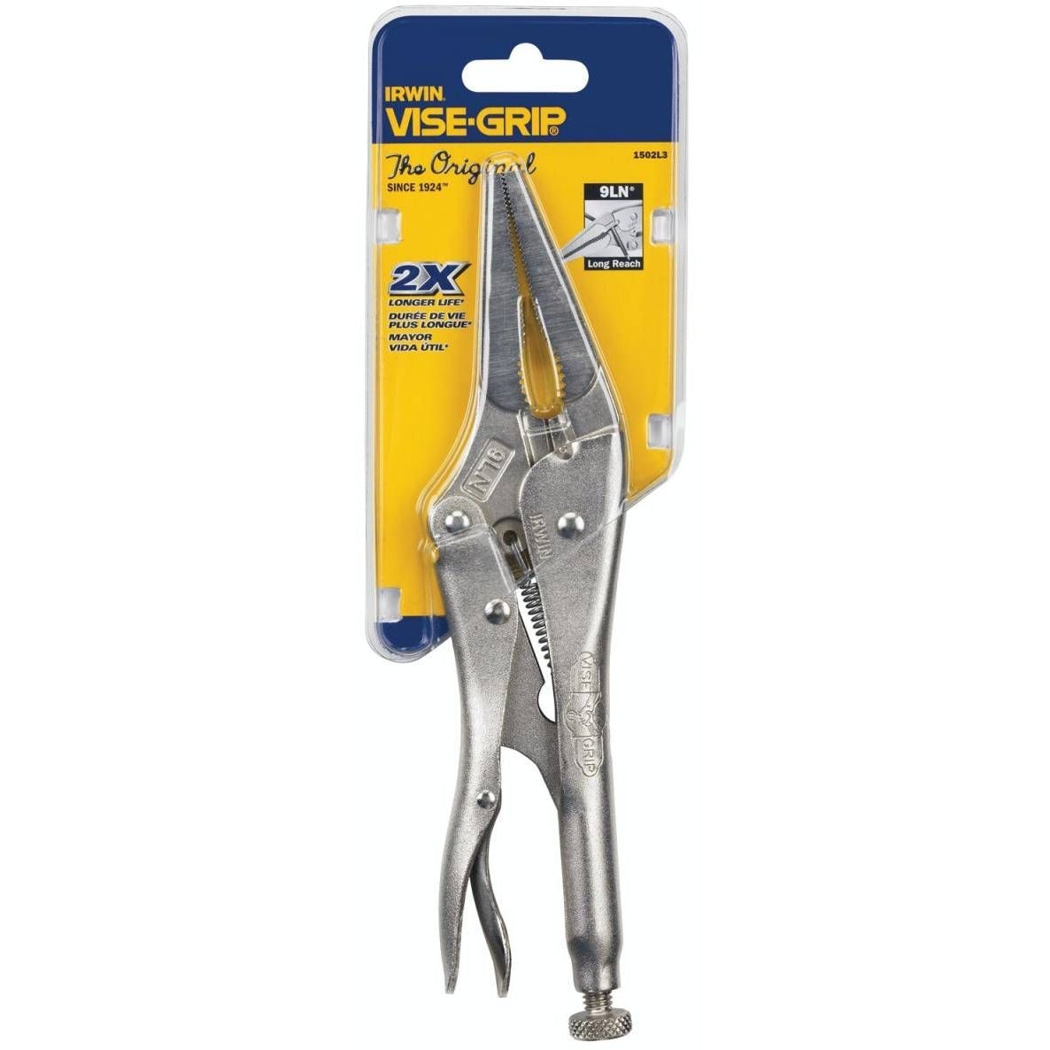 Irwin 1502L3 VISE GRIP Original Long Nose Locking Pliers with Wire Cutter 9-in.