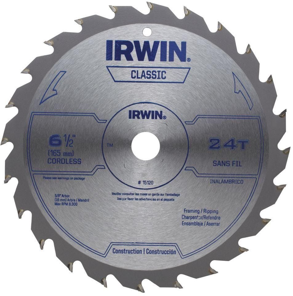 Irwin 15120 Classic Series Circular Saw Blades 6-1/2-in. 24T