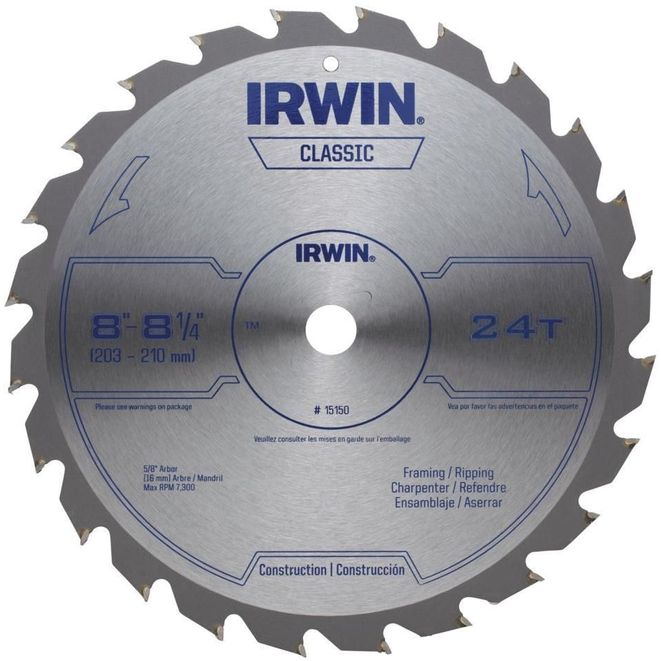 Irwin 15150 Classic Series Circular Saw Blades 8-1/4-in. 24T