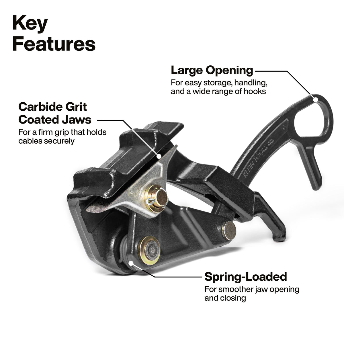 Klein Tools 1649928 tree wire grip spring-loaded mechanism and handle loop for rigging hardware