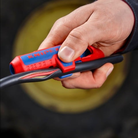Knipex 16 95 03 SB ErgoStrip PV Wire Stripper - in use