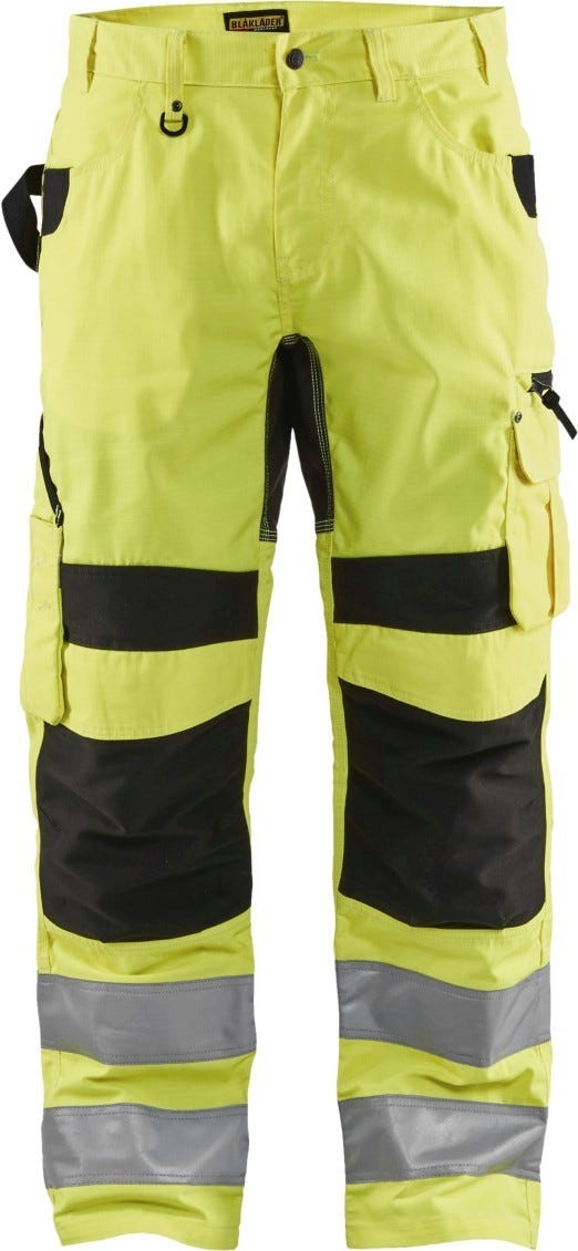 Blaklader 16991831 Hi-Vis Ripstop Pant, High-Visibility Yellow / Black