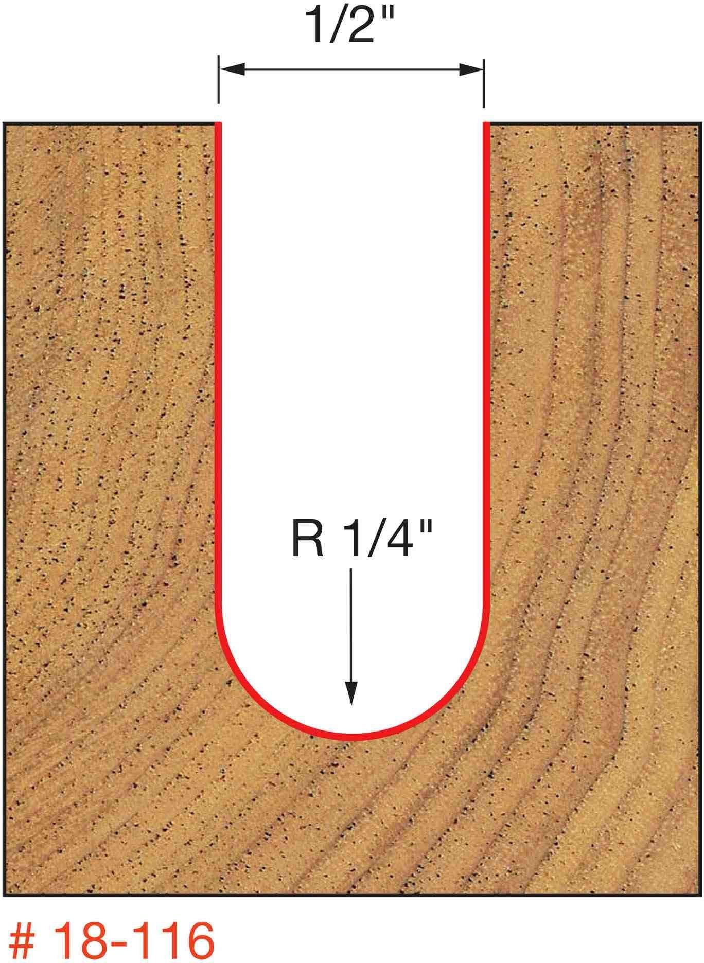 Freud 18-116 1/4-Inch Radius Round Nose Router Bit