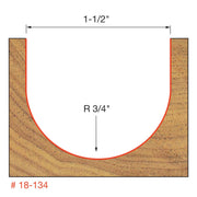Freud 18-134 3/4-Inch Radius Round Nose Router Bit