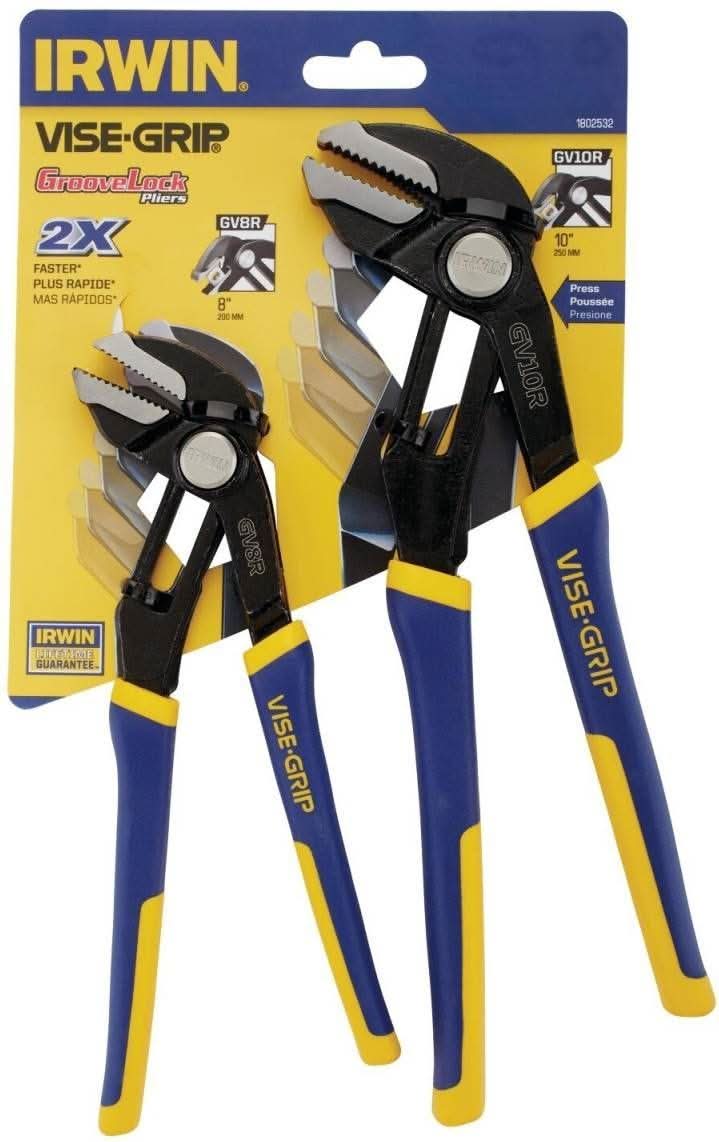 Irwin 1802532 VISE-GRIP GrooveLock GV8R, GV10R 2-Piece Pliers Set