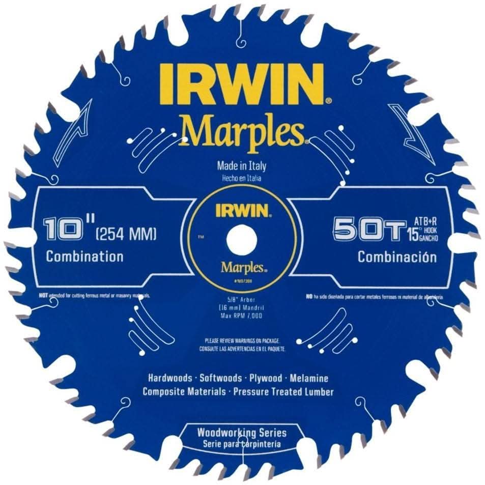 Irwin 1807368 Marples Woodworking Series Circular Saw Blades 10 in. 50-Tooth ATB+R