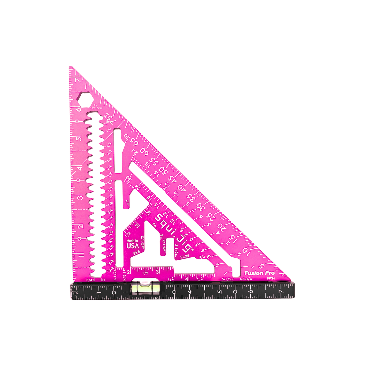SquiJig Fusion Pro 7.5-in. Rafter Square w/ Level Heel, Pink on a white background