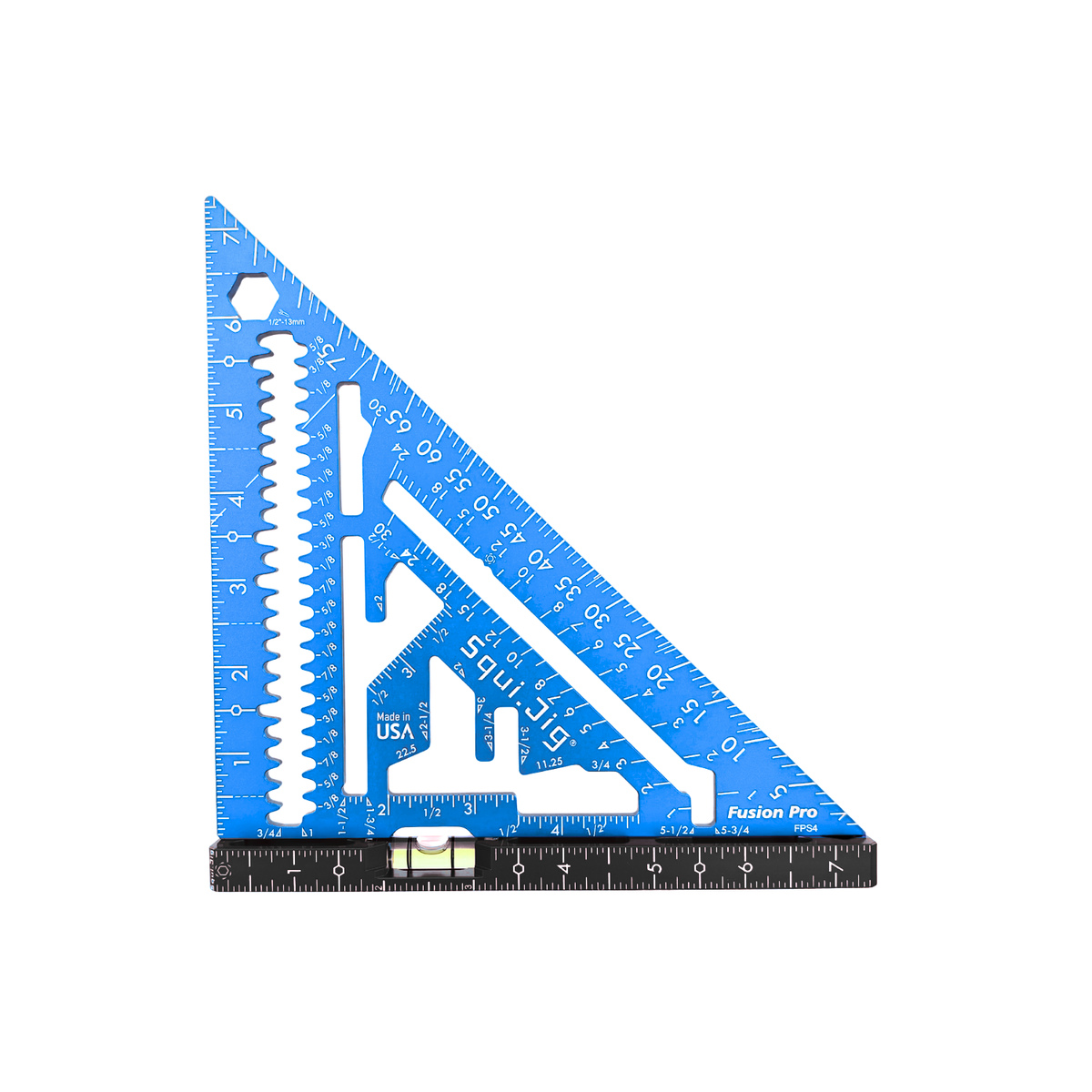 SquiJig Fusion Pro 7.5-in. Rafter Square w/ Level Heel, Blue on a white background
