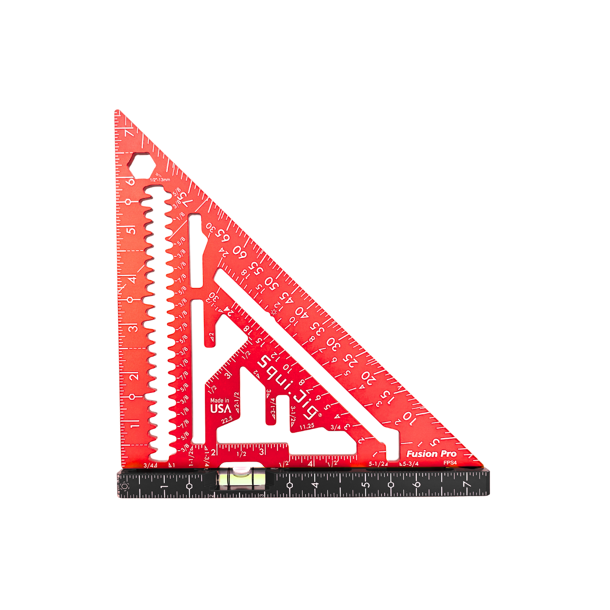 SquiJig Fusion Pro 7.5-in. Rafter Square w/ Level Heel, Red on a white background