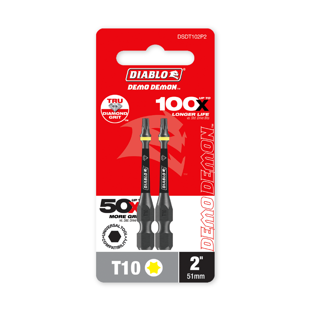 Diablo Demon 2-in. T10 Torx Drive Bit (2-Pack) in packaging - DSDT102P2