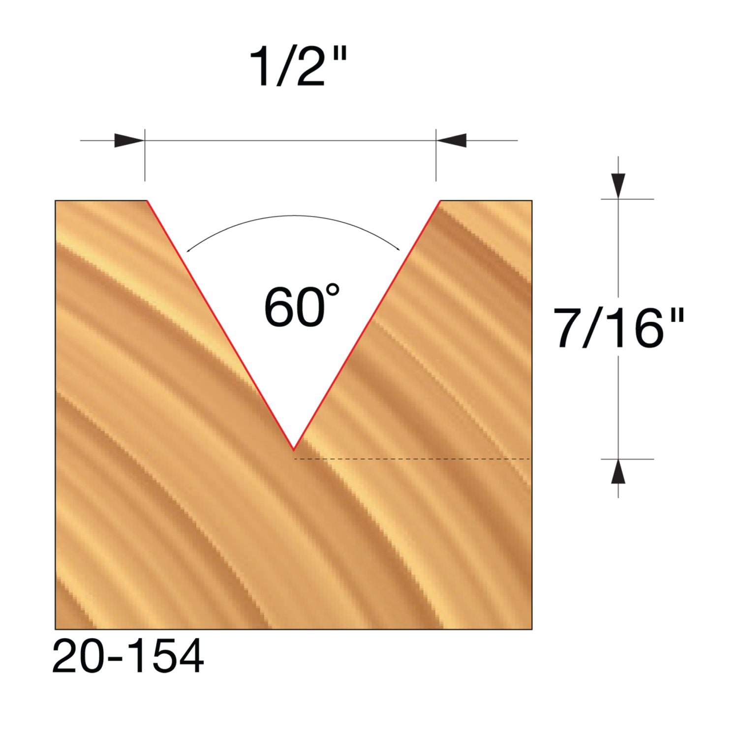 Freud 20-154 1/2" (Dia.) 60&deg; V Grooving Bit