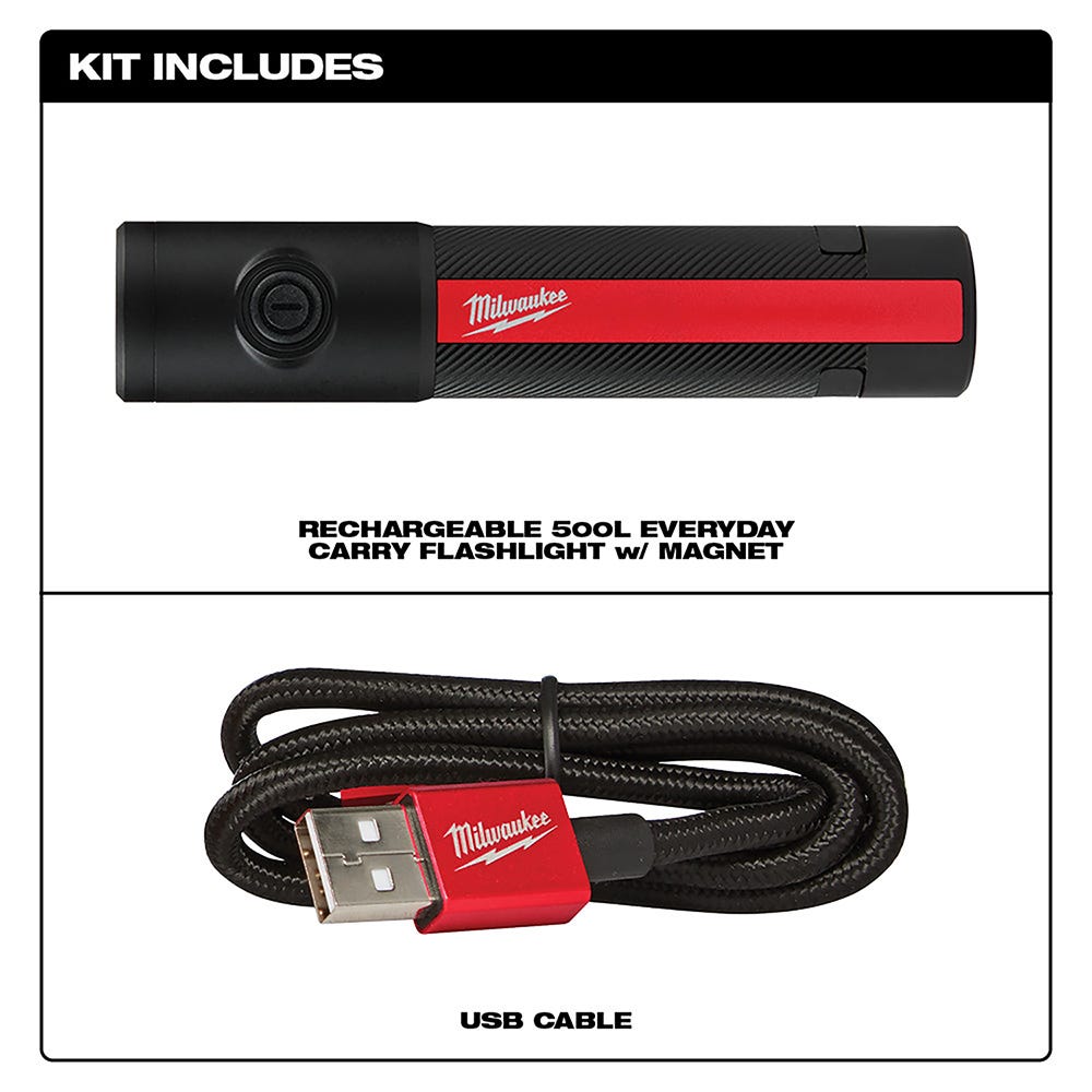 Milwaukee 2011R Rechargeable 500-Lumens Everyday Carry Flashlight w/ Magnet