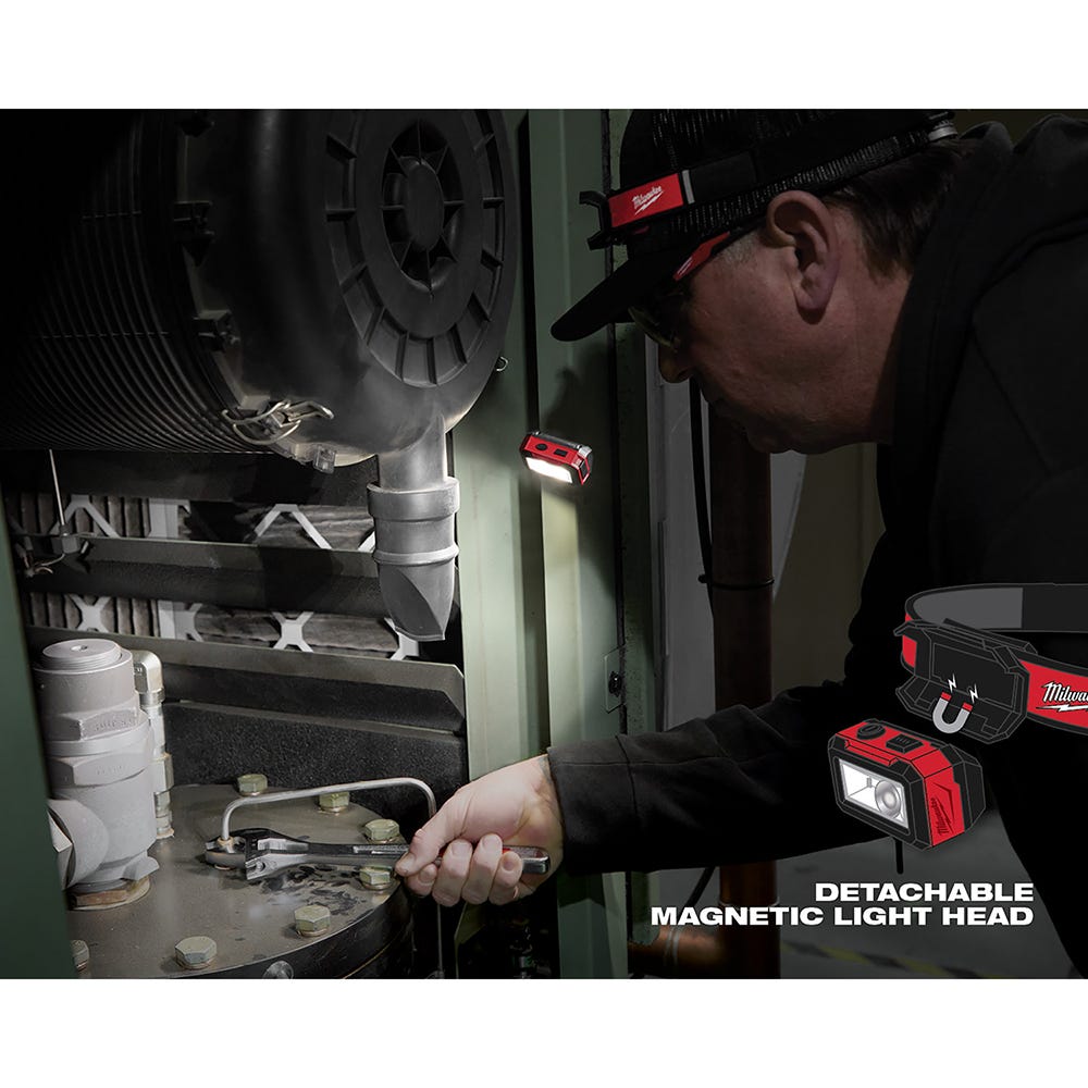 Milwaukee 2012R Rechargeable 450-Lumens Magnetic Headlamp with Task Light