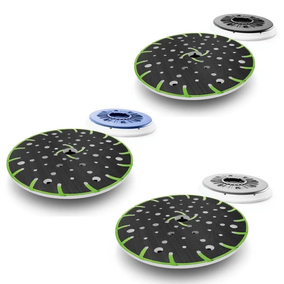 Festool Multi JetStream2 150mm (6") Soft Pad (1-Pack), Super-Soft Pad (1-Pack), and Hard Pad (1-Pack) for Rotex RO 150 FEQ Sander