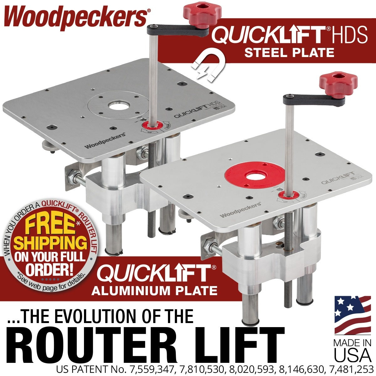 Woodpeckers QuickLift 420 4.2-in. Router Lift with Aluminum Plate and ...