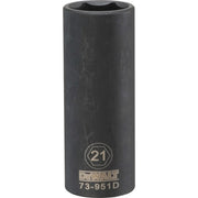 DEWALT 1/2-in. Drive 21 mm 6-Point Deep Impact Socket, Individual (DWMT73951OSP)