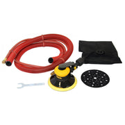 Mirka MR-6SGV 6-inch pneumatic random orbital sander kit with hose, dust bag, pad wrench, and sanding disc