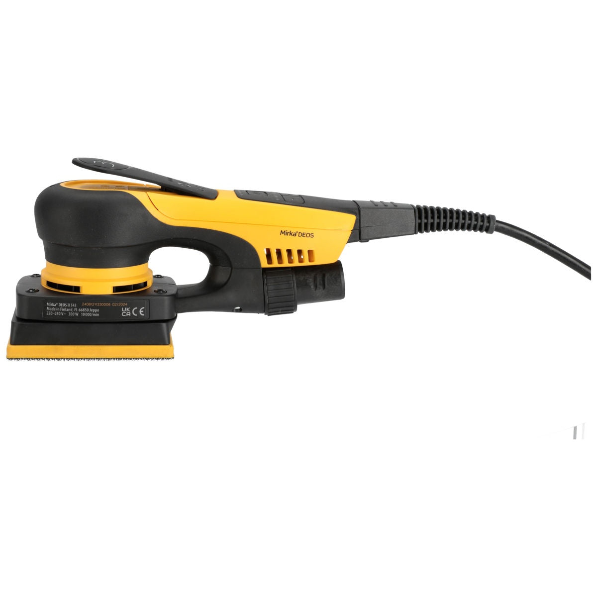 Mirka DEOS II 343X corded orbital sheet sander, side profile