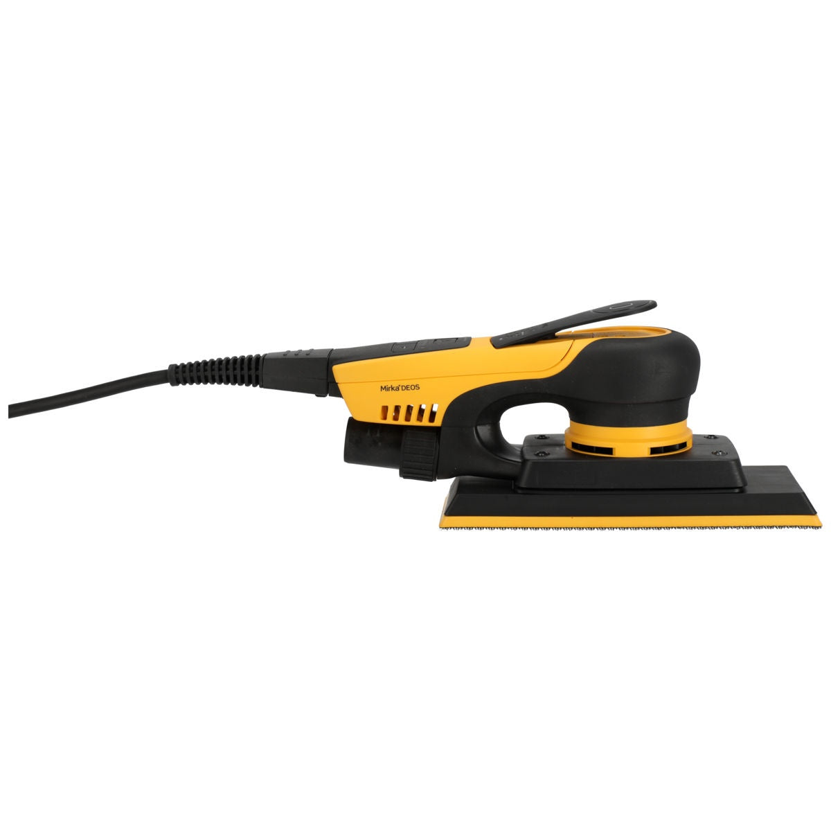 Mirka DEOS II 383X low-profile corded sheet sander, left side view