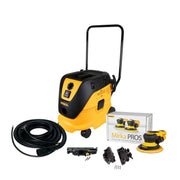 Mirka 6-in. Dust-Free Handle System with pneumatic random orbital sander, hose, and dust extractor