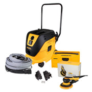 Mirka DEROS II 650X 6-in. dust-free handle system with electric sander, dust extractor, hose, case, and accessories