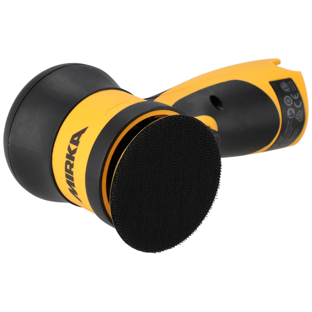 Bottom pad view of Mirka AROS-B 350 3-in. random orbital sander