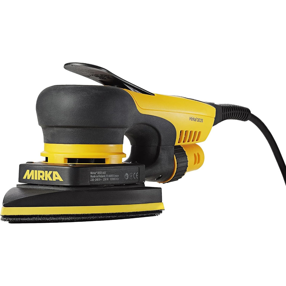 Close-up of Mirka DEOS Delta triangular corded detail sander