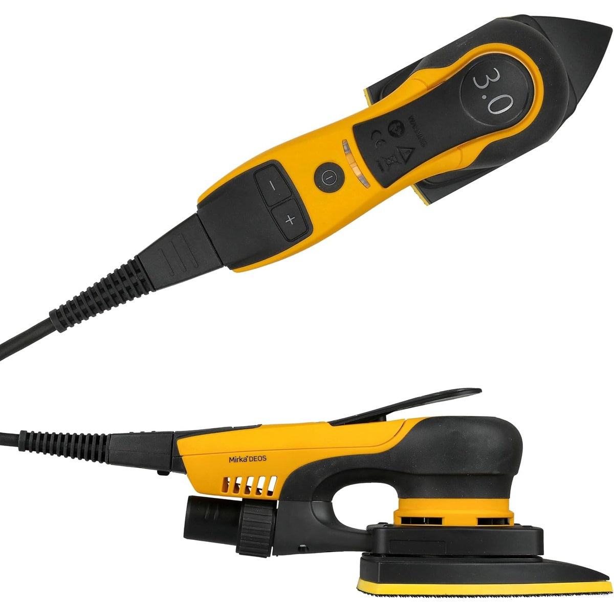 Top and side view of Mirka DEOS Delta corded detail sander